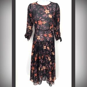 I Madeline Black Purple Multi Floral Mix Dress